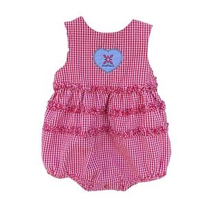 Vintage Gymboree Red Gingham Girl Sweetheart Bubble Romper Sleeveless 3-6 Mos